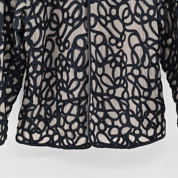 CHICOS Jacket Womens Size 8 Black Swirl Ribbon Sheer Mesh Travelers Collection - Picture 3 of 14